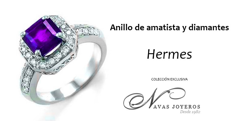 anillo con amatista y diamantes