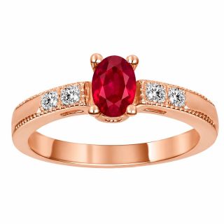 Anillo de rubí y esmeralda Medellín oro rosa