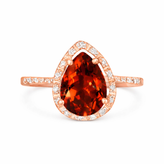 Anillo de rubelita y diamantes Bolivia oro rosa