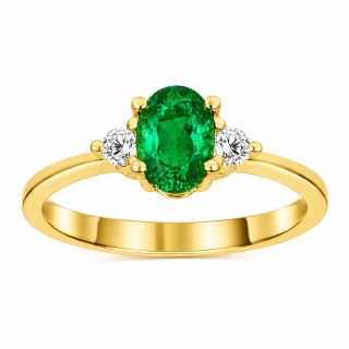 Anillo de esmeralda y diamantes Luxemburgo oro amarillo