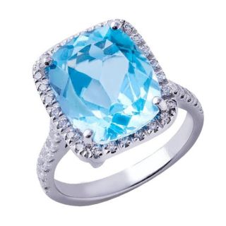 Anillo de topacio azul y diamantes Brisa oro blanco