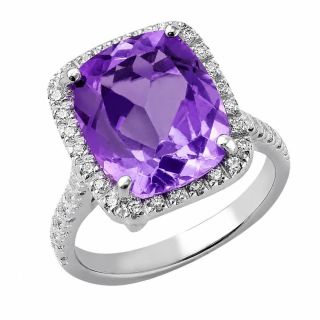 Anillo de amatista y diamantes Brisa oro blanco