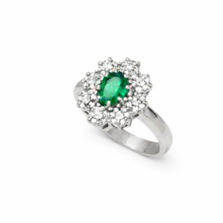Anillo esmeralda y diamantes Ganges