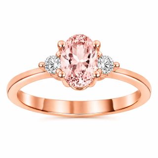 Anillo de morganita y diamantes Luxemburgo oro rosa