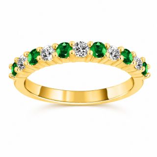 Anillo de esmeraldas y diamantes Bali oro amarillo