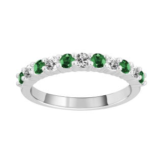 Anillo de esmeralda y diamantes oro blanco