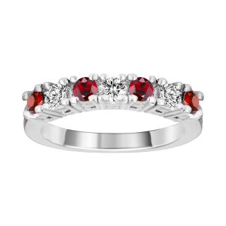 Anillo de rubí y diamantes oro blanco