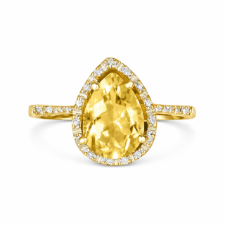 Anillo de diamantes y citrino Bolivia oro amarillo