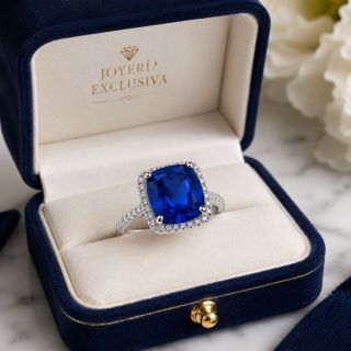 Anillo de topacio London Blu y diamantes Brisa estuche