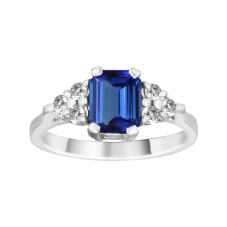 Anillo de tanzanita y diamantes oro blanco