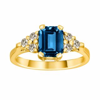 Anillo de topacio y diamantes Cauca oro amarillo