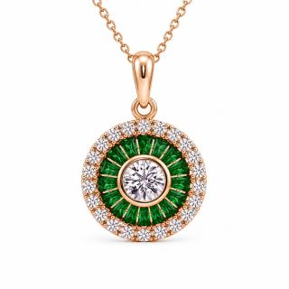 Colgante de granate verde y diamantes Ojo de Perdiz oro amarillo
