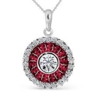 Colgante de rubí y diamantes Ojo de Perdiz oro blanco