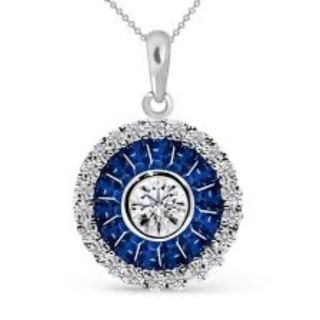 Colgante de diamantes y zafiro Ojo de Perdiz oro blanco