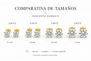 Pendientes de oro y diamantes Nadia tamaños