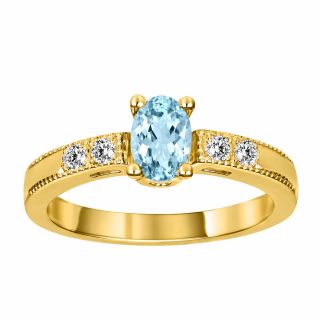 Anillo de aguamarina y diamantes Medellín oro amarillo