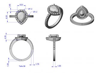 Anillo de rubelita y diamantes Bolivia render