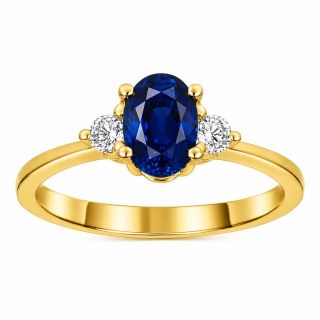 Anillo de zafiro y diamantes Luxemburgo oro amarillo