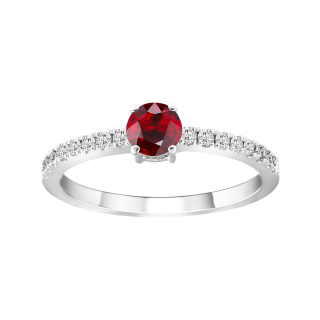 Anel de rubí e diamantes ouro branco