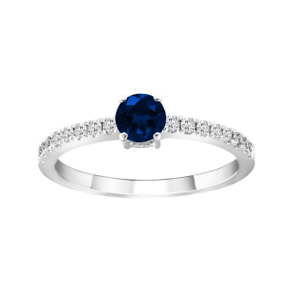 Anel de safira e diamantes ouro branco