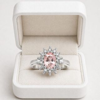 Anillo de morganita y diamantes Ibague estuche