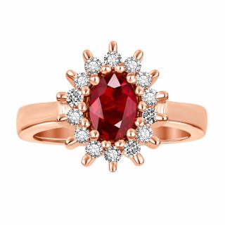 Anillo de rubí y diamantes Ibague oro rosa
