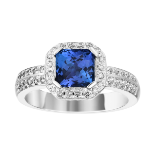 tanzanita e anel de diamante