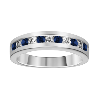 Anillo de zafiro y diamantes oro blanco