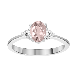 Anillo de morganita y diamantes oro blanco