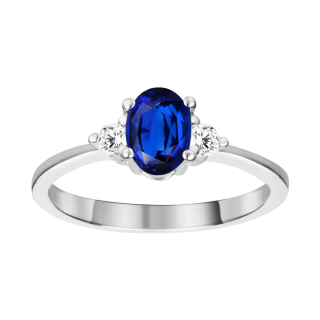 Anel de safira e diamantes ouro branco