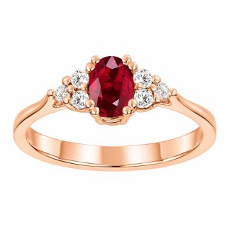 Anillo de rubí y diamantes Madrás oro rosa