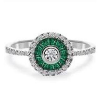 Anillo de granate verde y diamantes OJO de Perdiz 