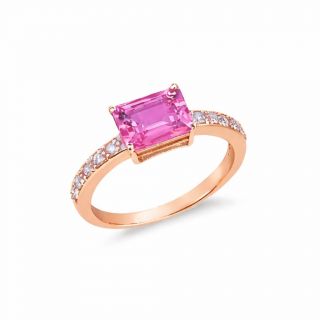 Anillo de turmalina rosa y diamantes Oporto oro rosa