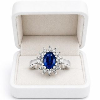 Anillo de zafiro y diamantes Ibague estuche