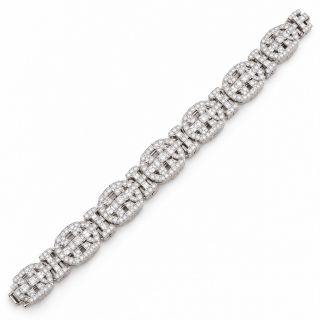 Pulsera de oro blanco y diamantes Orleans abierto