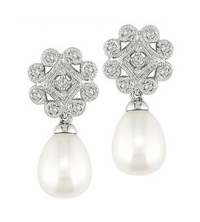 Pendientes de perlas y diamantes Tuvalu