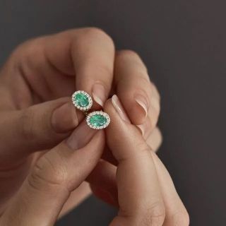 Pendientes esmeralda y diamantes Bajamar creatividad
