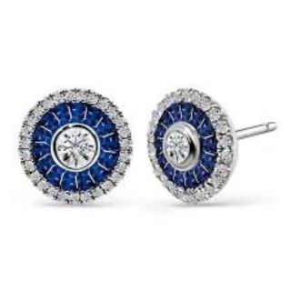 Pendientes de zafiro y diamantes Ojo de Perdiz oro blanco