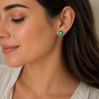 Pendientes de granate verde y diamantes Ojo de Perdiz modelo