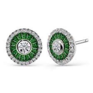 Pendientes de granate verde y diamantes Ojo de Perdiz 