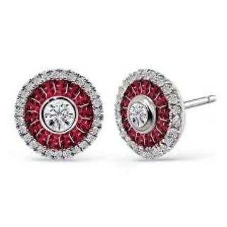 Pendientes de rubí y diamantes Ojo de perdiz