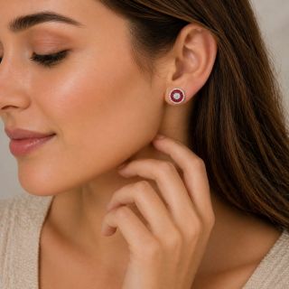 Pendientes de rubí y diamantes Ojo de perdiz modelo