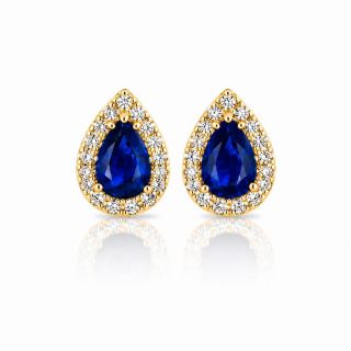 Pendientes de zafiro y diamantes Sarajevo oro amarillo
