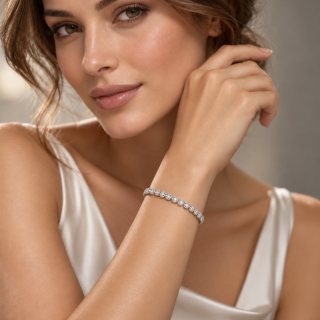 Pulsera de oro blanco y diamantes Carlota Modelo