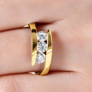 Alianza de diamantes Kalei oro amarillo modelo