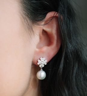 Pendientes de perlas y diamantes Tuvalu modelo