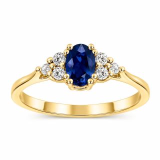 Anillo de zafiro y diamantes Madrás oro amarillo