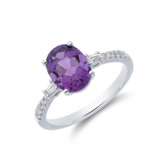 Anilo de amatista y diamantes