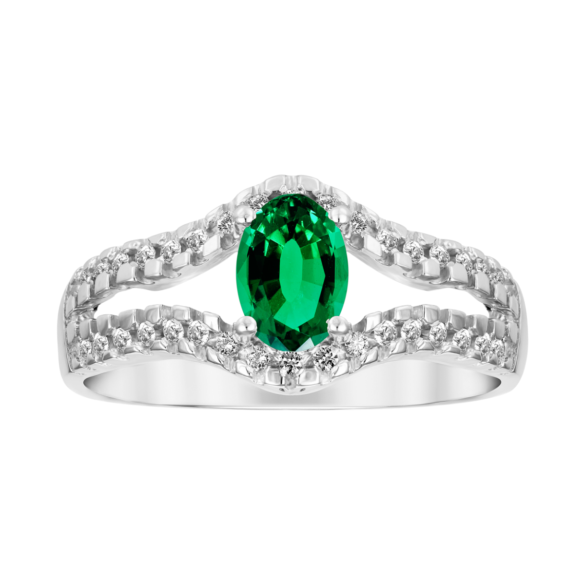 esmeralda e anel de diamante