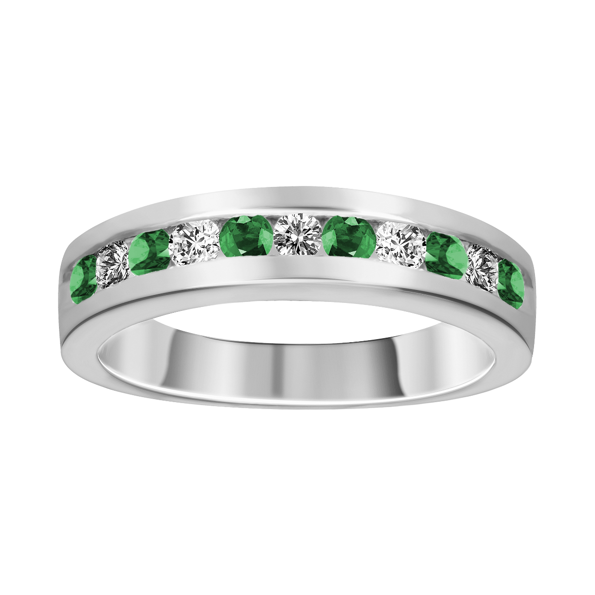 Anillo de esmeralda y diamantes oro blanco